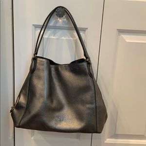 Gunmetal metallic Coach shoulder bag